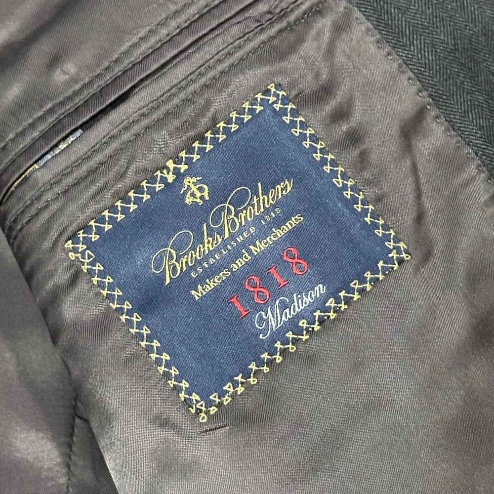 Brooks Brothers SAXON‎ 1818 Madison Men's Charcoal Wool Blazer Sport Coat 44L
